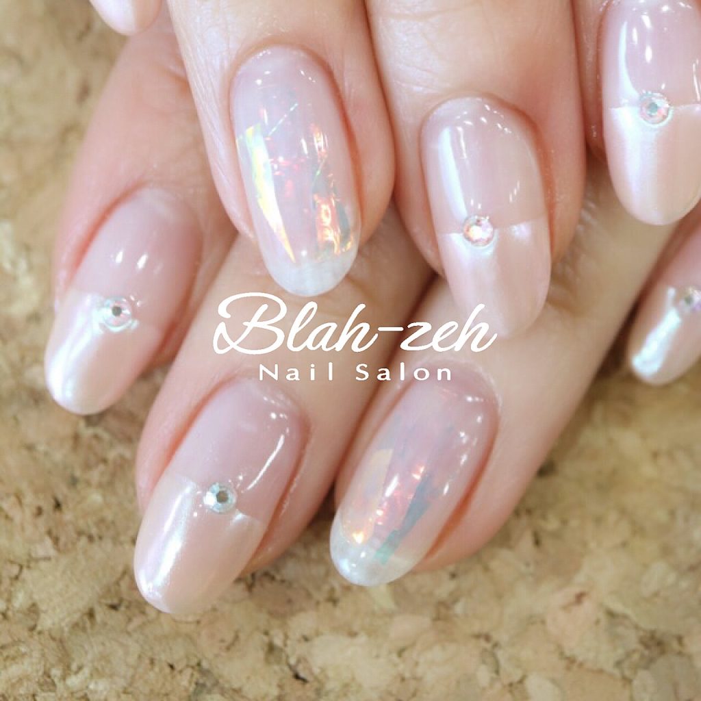 2017初春ネイル☆ミラーフレンチ×ガラスネイル | Blah-zeh